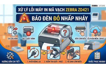 Xử Lý Lỗi Máy In Mã Vạch Zebra ZD421 Báo Đèn Đỏ Nhấp Nháy